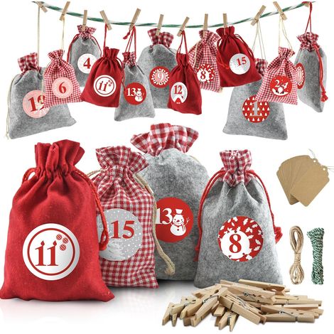 Calendrier de l'Avent Vide à Personnaliser, 24 Cases à Remplir, Grand Format DIY, Boîte de Rangement pour Petits Cadeaux de Noël, Décor de Fêtes Familiales (1/5)