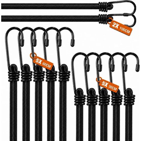 Elastic Tensioner Straps with Hooks, 12pcs 11.8/23.6/100 cm (1/5)