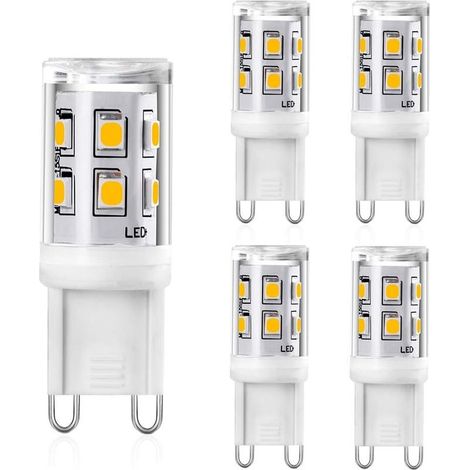 G9 2W LED Bulb, 20W 25W G9 Halogen Equivalent, 200lm, 3000K Warm White, CRI 80, 360 Degree Beam Angle, AC 220-240V, Non-Dimmable, 5-Pack [Energy Class F] (1/5)