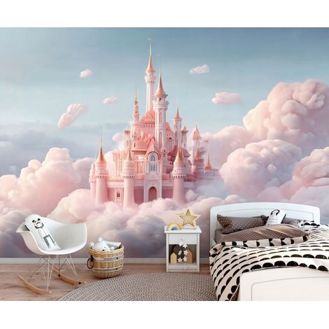 Fototapete Schloss Märchenhaft Wolken, für Kinderzimmer, 150 x 105 cm – Komplettset inkl. Kleister & Anleitung (1/5)