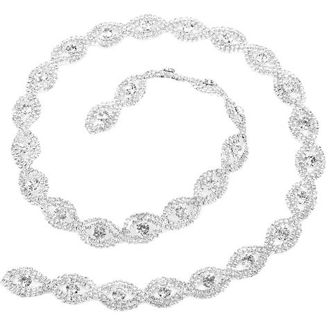 Yard Strass-Krallenkette, DIY-Dekoration, 1,5 cm breit (weiße Strasssteine) (1/5)