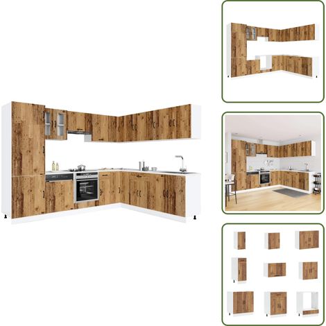 Mobili in legno - vidaXL Set Mobili da Cucina 14 pz Kalmar Legno Vecchio in Truciolato - Mobili in truciolato