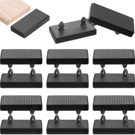 16 Pièces - Support de latte - Embout de cadre - Pour lit Queen et King - Fixation stable de lattes en bois - Usage intérieur - Noir - 65 mm (1/5)
