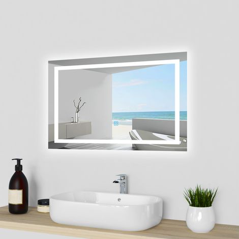 AICA Illuminated Bathroom LED Mirrors with LED Lights Demister 700x500mm (1/5)