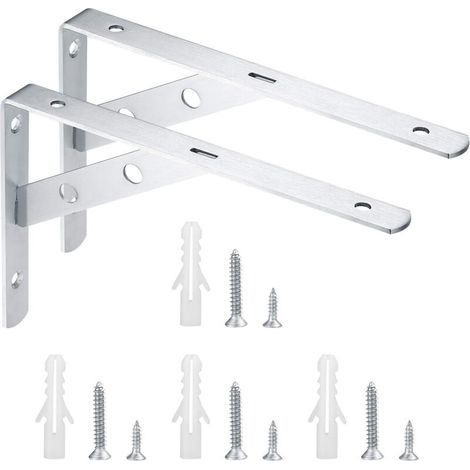 Supports d'angle mural - 2 supports métal 90°, 200x135mm, pour étagères charge lourde 40kg (1/4)
