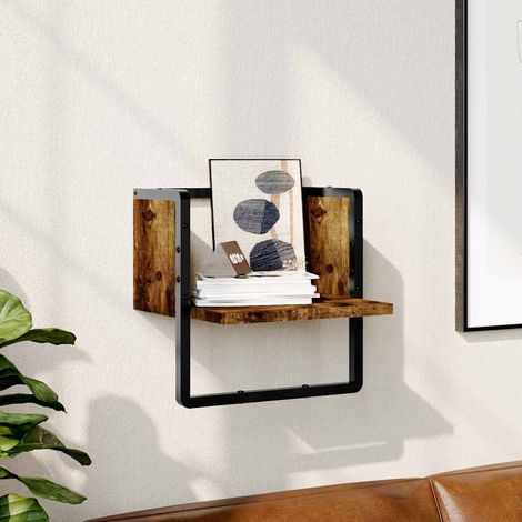 vidaXL Étagère murale avec barre chêne fumé 30x25x30 cm (1/5)