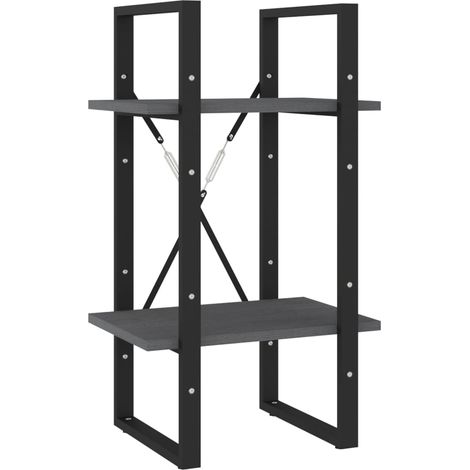 Étagère de Rangement Bibliothèque à 2 niveaux, Montage facile, Gris 40x30x70 cm Bois de pin massif OIB4643E (1/5)