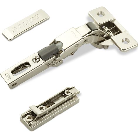 2 x Salice Universalscharniere 110° Bohrbild T45 mit Dämpfer für abgerundete, überfälzte und profilierte Türen mit Linear-Montageplatte Höhe 3 mm Exzenterverstellung, Scharnierarmabdeckung (1/5)