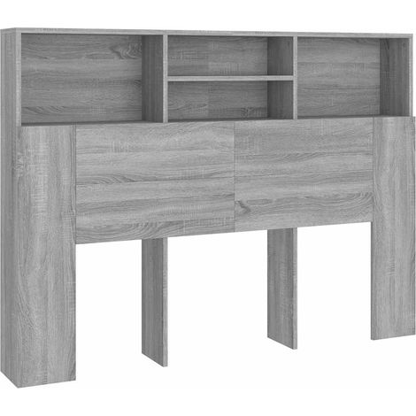 vidaXL Testiera con Scomparti Grigio Sonoma 140x19x103,5 cm