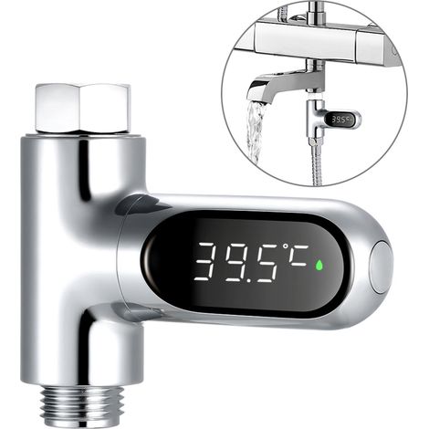 Compteur d'eau LED, Thermomètre de douche numérique, Moniteur de température de bain, 5 - 85 ℃/℉, Accessoire de salle de bain haute précision (1/5)