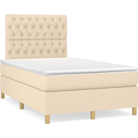 Sommier à lattes de lit avec matelas crème 120x190 tissu (1/5)