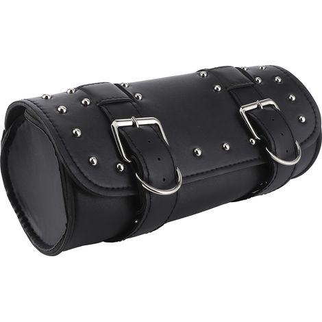Sacoche universelle pour moto en cuir PU, sacoche de selle, étui de voyage enroulable pour moto, sacoche de rechange noire (1/5)