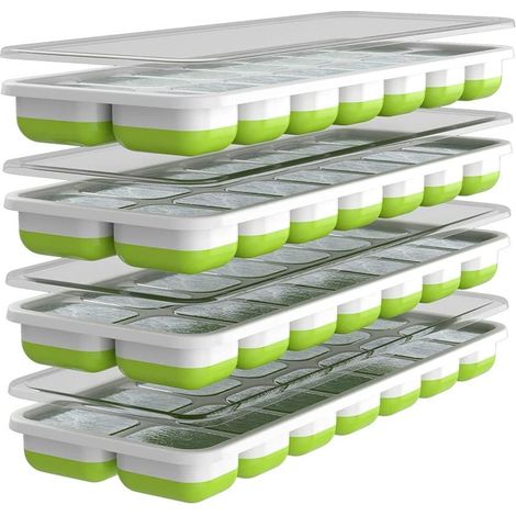 Lot de quatre bacs à glaçons en silicone sans BPA avec couvercle empilable pour économiser de l espace lavable au lave vaisselle