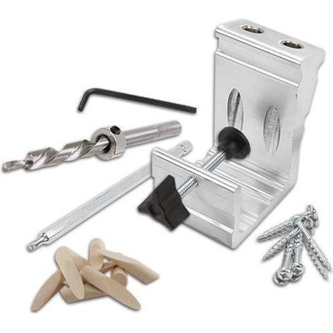 Kit de gabarit de perçage oblique pour le travail du bois : guide de perçage, foret et gabarit de perçage. (1/5)