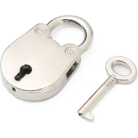 Mini cadenas avec clé, style vintage, pour boîte à bijoux, journal intime, argent