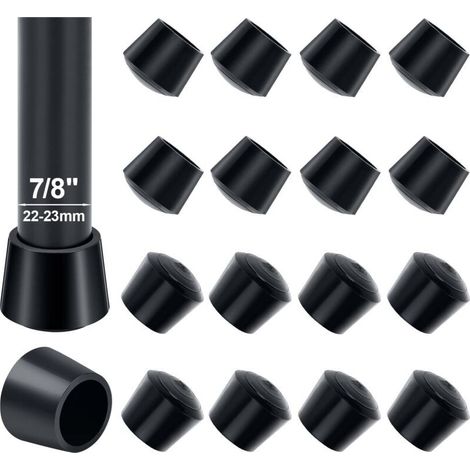 16 Pcs Embout Chaise, 22-23 mm Pied de Chaise Caoutchouc Bouchon Pied de Chaise Protégez Le Sol du Bruit Et des Rayures, Diamètre Intérieur 22mm, Noir (1/5)
