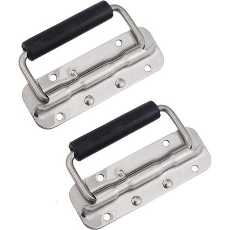 Poignées - 2 pièces - 120 mm - Poignée de boîte pliante - Fer - Poignée à ressort - Pour boîte à quincaillerie, valise, boîte à outils - Poignées pliantes pour boîtes à outils (1/5)