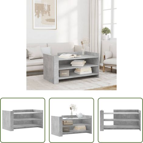 vidaXL Mesa de centro madera de ingeniería gris hormigón 100x50x50 cm (1/5)