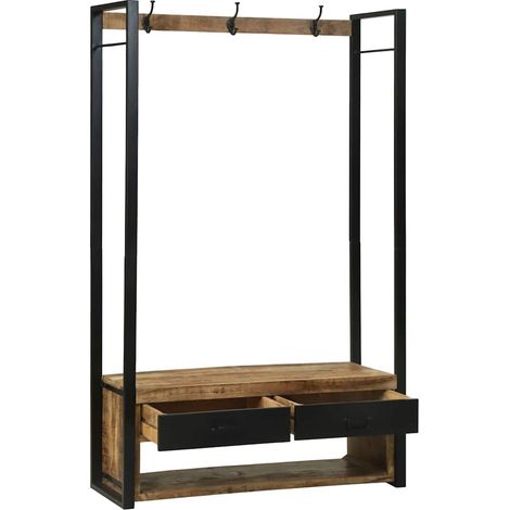 Porte-vêtements avec tiroir Marron Bois de manguier massif