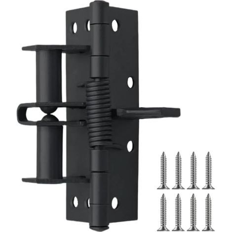 Spring Hinge, Self-Closing Door Hinges, Heavy-Duty Spring Hinges for Gates, Hotels, Dormitories, and Old Apartments (Black) (1/4)