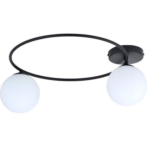 Lampada a Soffitto Sopra, Acciaio verniciato a polvere, Vetro, Nero, Bianco, 47x20x47 cm (1/5)