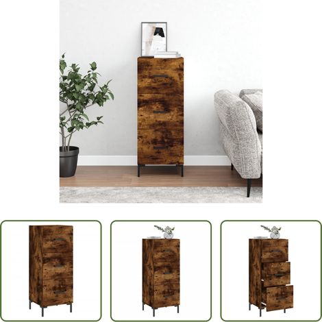 vidaXL Holzbeistelltisch -  Sideboard Räuchereiche 34,5x34x90 cm Holzwerkstoff (1/5)