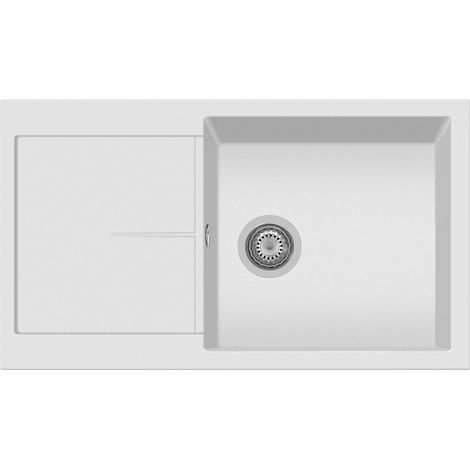 Evier de cuisine granit a 1 bac PLADOS NF8610Â - Blanc Latte