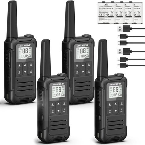 Walkie Talkies mit großer Reichweite für Erwachsene, tragbares FRS-Radio von Baofeng, wiederaufladbares Walkie Talkie, tragbares Zwei-Wege-Radio, 1400 mAh Li-Ionen-Akku, USB-C-Kabel, NOAA VOX Walkie T (1/5)