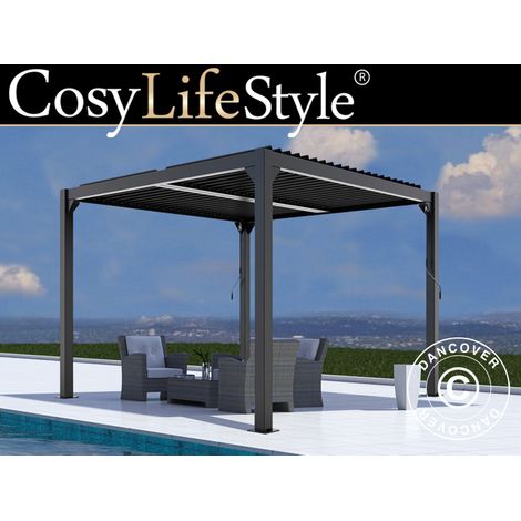 Cenador pérgola bioclimática San Pablo Alu+, 4x4m, Negro (1/5)