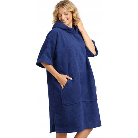 Poncho en coton bleu marine (1/5)