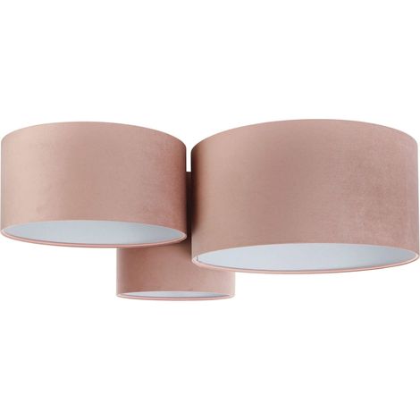 Plafonnier enfant tissu rose poudré lumière douce chambre fille - rose poudré avec dessous beige crème (1/5)