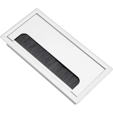 Passe-câble encastrable en aluminium 160x80mm – Sortie de câbles avec joint brosse – Pour bureaux et meubles TV – Résistant aux hautes températures (1/5)