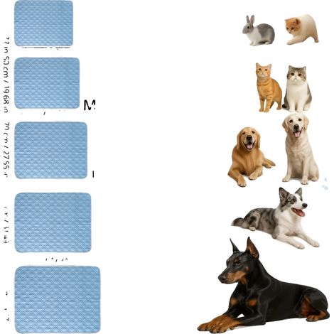 Alfombrilla refrescante para perros, material transpirable, diseño portátil, azul, L-70cmx90cm (1/2)