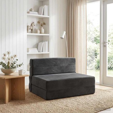 vidaXL Sofá Cama Plegable Gris oscuro 70 x 72 x 60 cm Tela (1/5)