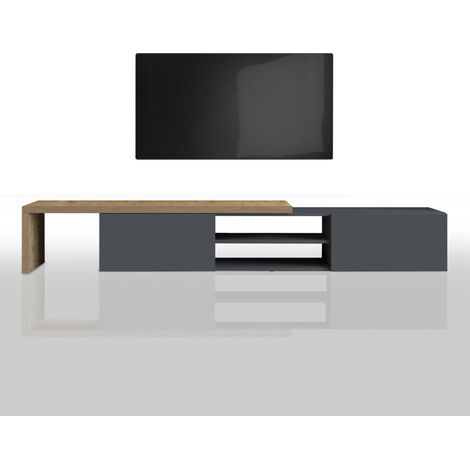 WHOUS Mobile porta tv angolare Garda con 2 ante a ribalta antracite/rovere 183,5/310x31,4x35 cm (1/5)