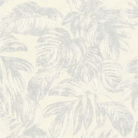 Nature wallpaper wall Profhome 393403 non-woven wallpaper slightly textured with floral ornaments and metallic highlights white grey silver 5.33 m2 (1/5)