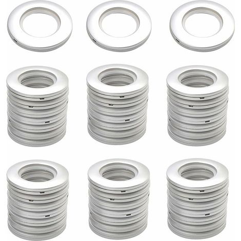 40 Pieces Anneaux pour Tringle à Rideaux, Rond Anneaux d'oeillet de Rideau en Plastique Clips Diamètre intérieur 42mm Anneaux de Bricolage pour Rideau de fenêtre,de vestiaire (Argent) (1/5)