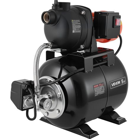 Groupe de Surpression 800 W Pompe avec Réservoir de Pression 19 L pour Puits Peu Profonds Arrosage Jardin Pelouse, Tête Pompe Plastique, 5000 L/h, avec Surpresseur Auto, Pressostat 1,4-2,8 bar (1/5)
