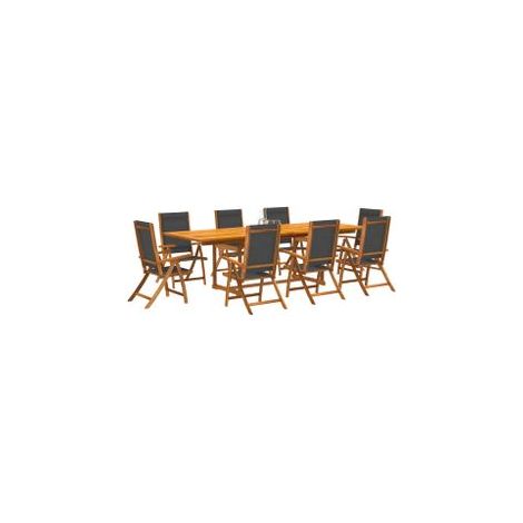 Ensemble à manger de jardin 9pcs bois d'acacia solide textilène (1/5)