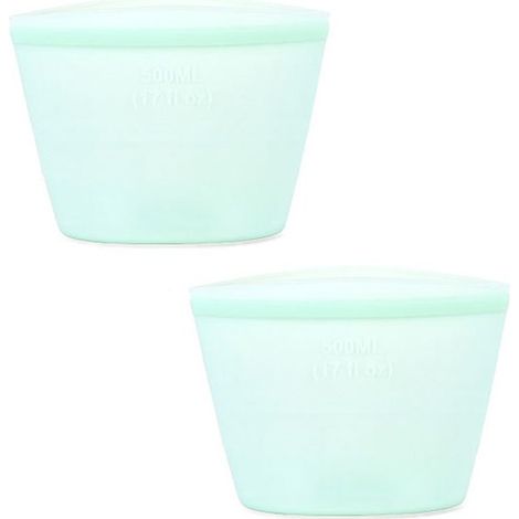 Set di 2 sacchetti in silicone per alimenti, multifunzionali, con chiusura a prova di perdite, senza BPA, design verticale, capacità 500 ml. (1/5)