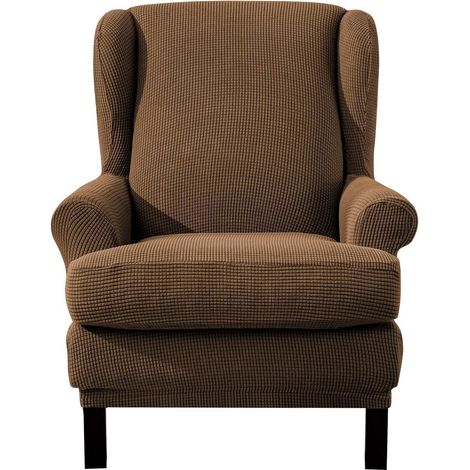 Ohrensesselbezug 2-teilig Jacquard Stretchhusse für Lesesessel (Kaffee) (1/5)