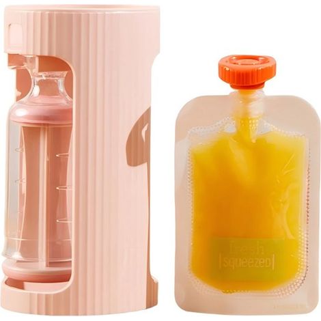 Stazione per riempire e spremere pappe per neonati — Ideale per puree fatte in casa — Include 10 bustine da spremere (118 ml) — Macchina per puree di frutta in plastica (1/5)