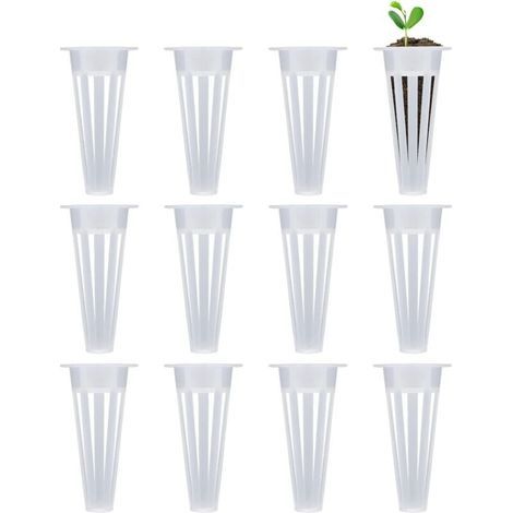 12 Pièces Paniers de Culture de Remplacement, Hydroponique Pot, Plastique Hydroponique Pot Panier de Culture de Remplacement pour Hydroponie pour Plantes Pots en Filet en Plastique(Blanc) (1/4)