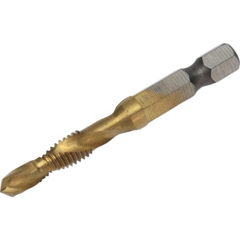 Foret à tarauder M6 en titane pour bois, perçage et taraudage simultanés, queue hexagonale (1/5)