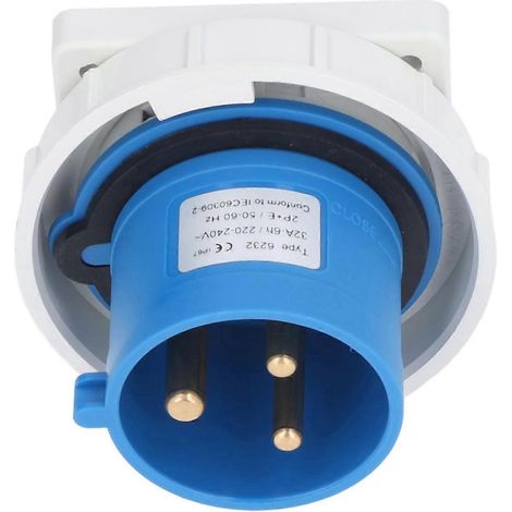 Industriesteckdose IP67 wasserdicht, Messingkontakt, Luftfahrtsteckverbinder 2P+E 32A 220–240V