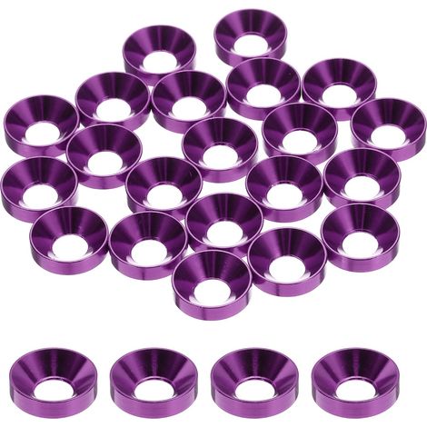 20 Pièces Rondelles à Tête Fraisée, Rondelles de Tasse M6 x 13.8 mm, Rondelle Fraisée, Rondelle Boulon En Aluminium Pour vis à tête, tige filetée, Accessoires Mécaniques, Violet (1/5)