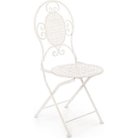 Chaise en fer blanc ivoire sans accoudoirs Emily - Lot de 4 (1/2)
