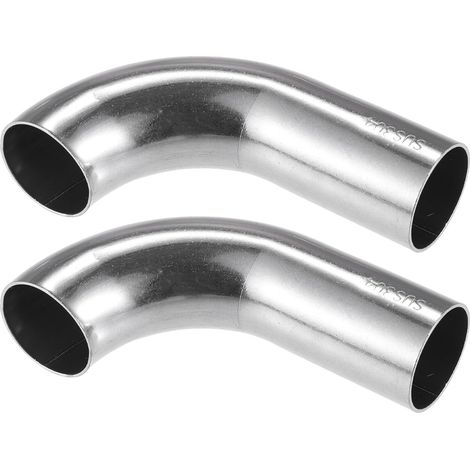 Tuyau Coude 90° 2 Pièces 0.98" OD Pour Échappement Auto  Couleur Argent, Diamètre Ext. 25mm, Épaisseur 1mm, Angle 90°, Ajustement Universel, Pour Système Échappement DIY (1/5)