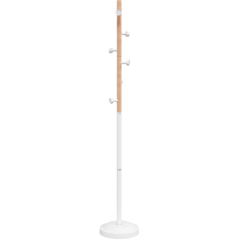 Porte-manteau sur pied pratique 177 x 30 cm avec 6 patères style moderne pour couloir en fer blanc (1/5)