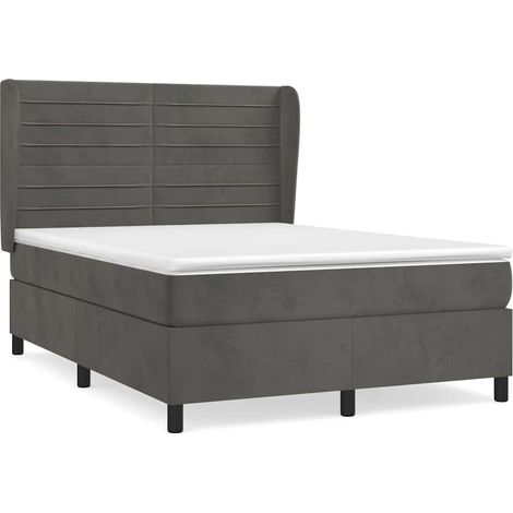 Maison Exclusive - Giroletto a Molle con Materasso Grigio Scuro 140x200 cm Velluto (1/5)